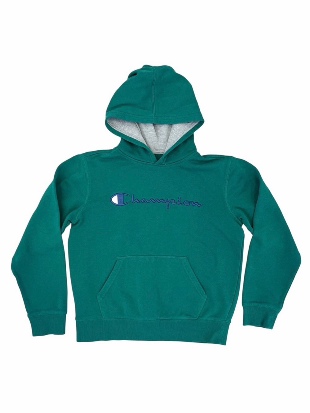 Champion Youth L Green Hoodie Sweatshirt Pullover Kangaroo Pocket Athletic